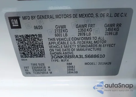 2020 Chevrolet Blazer Fwd 1Lt from USA, damaged, VIN 3GNKBBRA3LS688610